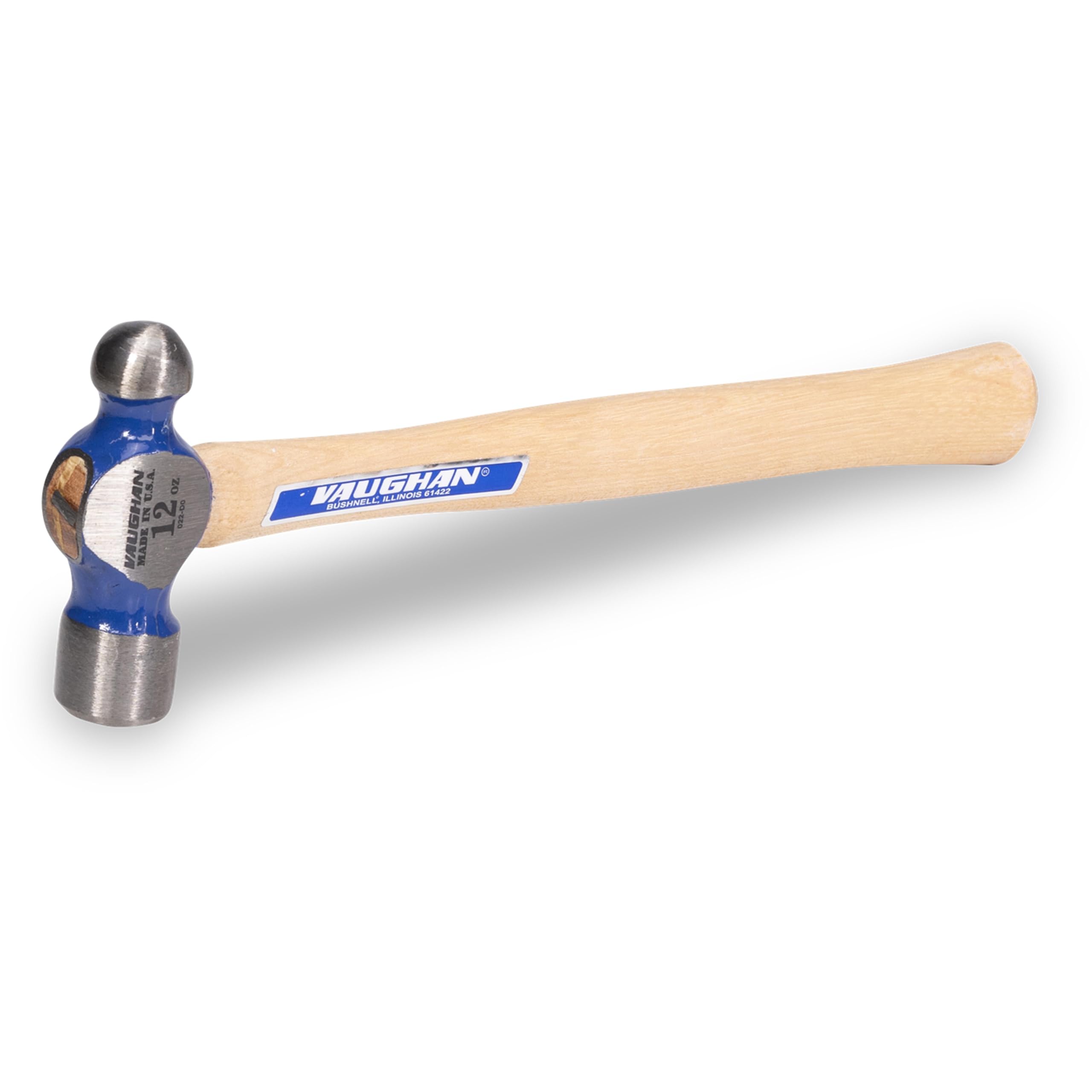 VAUGHAN Ball Pein Hammer, 12 oz, Hickory Handle, American High